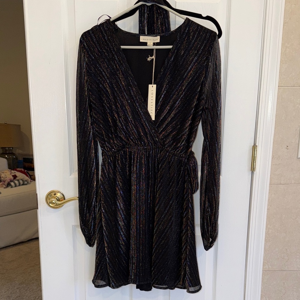 Lovestitch Black and Gold Long Sleeve Dress